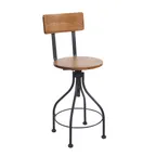 image of BFM Seating JS22SASH-AASB Screw Barstool with Autumn Ash Wood Back & Seat, Armless, Sand Black Steel Frame