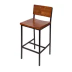 image of BFM Seating JS33BASH-SB Memphis Barstool, Autumn Ash Wood Seat & Back, Sand Black Steel Frame