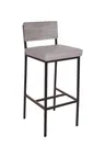 image of BFM Seating JS33BBXG4-GRRU Memphis Barstool, Gray Ash Wood Back, Upholstered Box Seat, Steel Frame