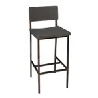 image of BFM Seating JS33BGR3-GRSB Memphis Barstool, Gray Ash Wood Back, Grade 3 Upholstered Seat, Steel Frame with Sand Black Finish