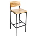 image of BFM Seating JS33BGR3-NTSB Memphis Barstool, Natural Ash Wood Back, Grade 3 Upholstered Seat, Steel Frame, Sand Black Finish