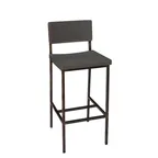 image of BFM Seating JS33BGRA-RU Memphis Barstool, Gray Ash Wood Back & Seat, Steel Frame with Rustic Finish