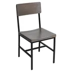 image of BFM Seating JS33CGRA-SB Indoor Memphis Side Chair with Gray Ash Wood Back & Seat, Black