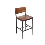 image of BFM Seating JS33HGR3-NTSB Memphis Counter Height Barstool with Natural Ash Wood Back and Grade 3 Upholstered Seat, Steel Frame with Sand Black Finish