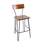 image of BFM Seating JS44BASH-AASB NV Barstool, Autumn Ash Wood Back & Seat, Sand Black Metal Frame, Footrest, Armless