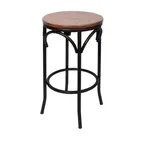 image of BFM Seating JS800BGR3-RU Henry Backless Barstool, Upholstered Seat, Rustic Finish, Footring, Grade 3 Upholstery