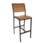 image of BFM Seating PH102BTKBL Aluminum Largo Barstool with Synthetic Teak Back & Seat, Black