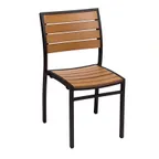 image of BFM Seating PH102CTKBL Largo Stacking Side Chair, Synthetic Teak Back & Seat