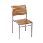 image of BFM Seating PH102CTKSV Largo Stacking Side Chair, Synthetic Teak Back & Seat