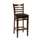 image of BFM Seating ZWB101DW GR4 Berkeley Barstool, Ladder Back, Upholstered Seat, Dark Walnut Finish, Grade 4 Upholstery