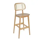 image of BFM Seating ZWB22DWXRCOM-DW Emma Armless Cane Back Barstool with Footrest, Dark Walnut Finish
