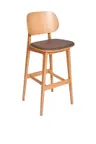 image of BFM Seating ZWB22NTRG2-NT Emma Barstool, Upholstered Seat & Back, Wood Frame, Natural Finish, Grade 2 Upholstery