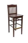 image of BFM Seating ZWB303DW-DW Columbia Barstool, European Beechwood, Dark Walnut Finish, Wood Back, Armless