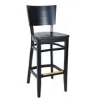 image of BFM Seating ZWB304BL-BL Aston Barstool, European Beechwood, Wood Veneer Back & Seat, Black Stain Finish