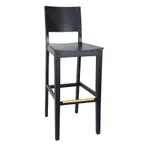 image of BFM Seating ZWB305BL-BL Dover Barstool, European Beechwood, Black Stain, Veneer Seat & Back, Footrest