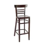 image of BFM Seating ZWB66BL GR4 Giulia Ladder Back Barstool with Upholstered Seat, European Beechwood, Black Finish