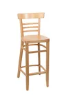 image of BFM Seating ZWB66NT GR4 Giulia Ladder Back Barstool with Upholstered Seat and Footrest, European Beechwood Frame
