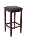 image of BFM Seating ZWB680DM GR2 Stockton Backless Barstool, Wood Frame, Mahogany Finish, Upholstered Seat, Armless, Grade 2 Upholstery