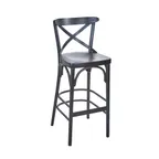 image of BFM Seating ZWB88-BW COM Sofia Barstool, Criss Cross Wood Back, Upholstered Seat, European Beechwood Frame, Black Walnut Finish