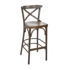 image of BFM Seating ZWB88-CS GR2 Sofia Barstool, Cross Back, Upholstered Seat, European Beechwood Frame