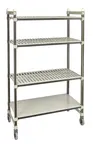 image of Cambro EMT215480VS4480 Camshelving Elements XTRA 4-Tier 54"L x 80"H Track Shelving System, 900 lbs, Speckled Gray