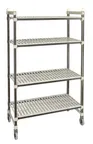 image of Cambro EMT216080V4480 Camshelving Elements XTRA 4-Tier Track Shelving System, 21"D x 60"L x 80"H, 900 lbs, Speckled Gray