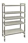 image of Cambro EMT216080VS5480 Camshelving Elements XTRA 80"H 4-Tier Track Shelving System, 900 lbs, Speckled Gray