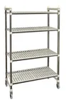 image of Cambro EMT245480V4480 Camshelving Elements XTRA 24"D x 54"L x 80"H 4-Tier High Density Top Rail Mobile Shelving Unit, 900 lbs, Speckled Gray