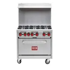 image of Iron Range IR-6B 36" Gas Restaurant Range w/ (6) Open Burners, (1) Standard Oven 180.000 BTU