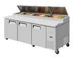 image of RefrigerationX XPR-93-N 93" 3-Section Pizza Prep Table w/ 3 Doors, 6 1/3 Size Pans