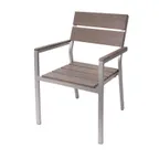 image of BFM Seating PH201CGRTK-SG Seaside Stacking Arm Chair, Wide, Synthetic Teak Back