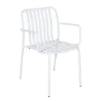image of BFM Seating PHKWAC-WH Key West Stacking Arm Chair, Vertical Slat Design