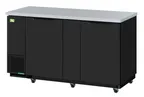 image of RefrigerationX XBB-3SB-N6 Cooler, 69"W×27-1/4"D×37-1/8"H, 23.28 Cu Ft, Black Vinyl, Shelves, R-600a
