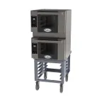 image of Cadco BLS-3HLD-2 Double Stacked Half Size Electric Convection Oven w/ Stand, LED Digital, 208/240V