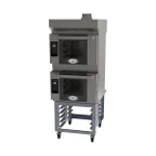 image of Cadco BLS-3HLD-2H Double Half Size Electric Convection Oven w/ Ventless Hood and Stand, 208/240V