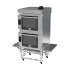 image of Cadco BLS-4FLD-2HP Double Electric Convection Oven, Ventless Hood, Pizza Station Stand, 208/240V