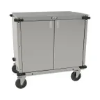 image of Cadco CC-LUC Stainless Steel Locking Utility Cart w/ Adjustable Storage Shelf & (1) Handle