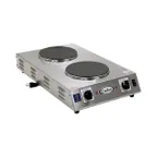 image of Cadco CDR-2CFB 13-1/5" Electric Countertop Hotplate w/ (2) Solid Burners, Vertical Design, 1.8 kW, 120V