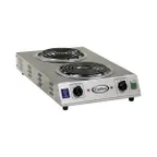 image of Cadco CDR-2TFB 13-1/2" Electric Countertop Hotplate w/ (2) Tubular Burners, Vertical Design,3.0 kW, 220V