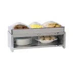 image of Cadco CMLB-CSLP 28" Warming Cabinet, (2) Half size and (1) Third Size Steam Pans, (3) Poly Dome Lids
