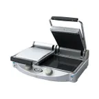 image of Cadco CPG-20 24" Double Glass/Ceramic Panini Grill, Grooved Top and Smooth Bottom Plates, 208/240V