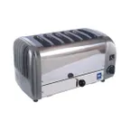 image of Cadco CTW-6M(220) 6-Slice Standard Commercial Toaster w/ 1" Slots, Metallic Grey End Panel, 220V