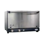 image of Cadco OV-013SS Single-Deck Electric Convection Oven w/ Manual Controls, Half Size, 3 Shelves