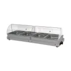image of Cadco WTBS-4N-HD Countertop Buffet Server, Large Size w/ Rolltop Lid, (4) Half Size 2 ½” Deep Steam Pans