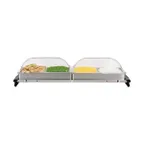image of Cadco WTBS-4RT Countertop Jumbo Buffet Server w/ Rolltop Lid, (4) Half Size Stainless Steam Pans