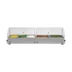 image of Cadco WTBS-5N-HD Countertop Buffet Server w/ Rolltop Lid , (2) Half Size & (3) Third Size 2 ½” Deep Steam Pans