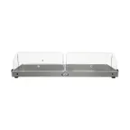 image of Cadco WTRT-40-HD Countertop Warming Shelf w/ Rolltop Lid, Large Size, (2) 19" x 11" Warming Zones