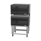 image of Cadco XAFS-183-2 Double Full Size Electric Convection Oven w/ 3 Shelf, Stand, Manual Controls