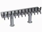 image of Krowne KDTH-12S Double-Head Beer Tower 36" Counter Brushed (NoHandles) Glycol-Cooled 2-Column 12-Tap