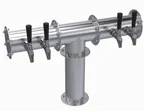 image of Krowne KPTH-4S Draft Beer Tower, 25-3/4" OA, Stainless, Glycol Cooled, 4 Tap Faucets (No Handles)
